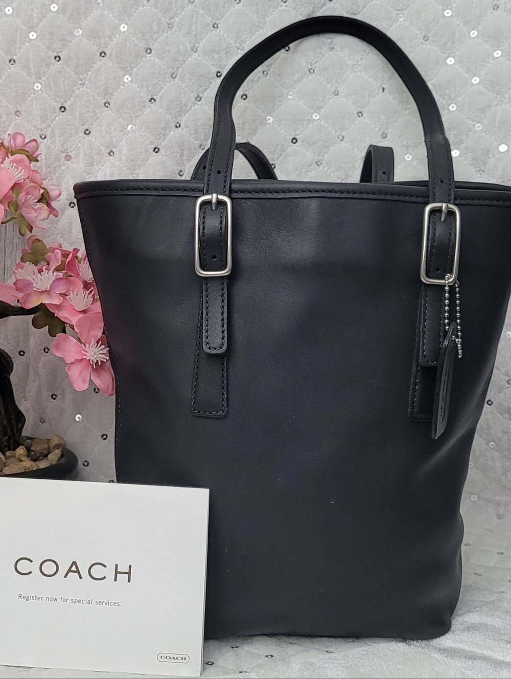 Vintage Coach 9803-Legacy Bucket Tote Bag w/ Leather Tag